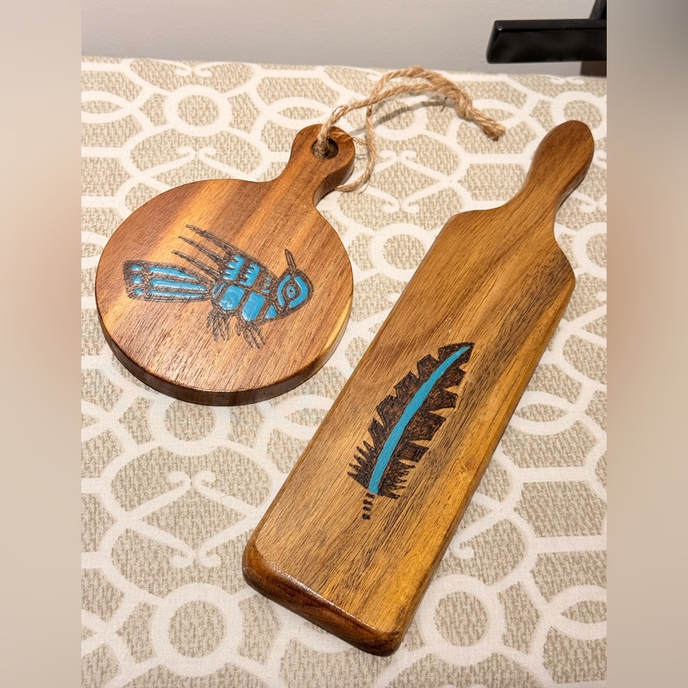 Decorative wooden paddle board cheese charcuterie decorative